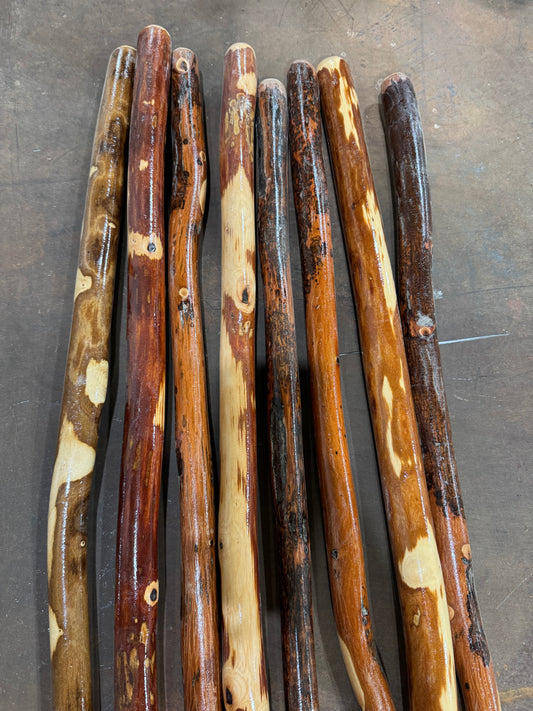 Handmade Ozark Hardwood Hiking Stick – Wooden Walking Stick (36"–72") – Heavy-Duty Trekking Staff for Hiking, Backpacking & Trail Support – Made in USA
