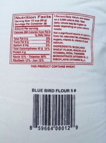 Blue Bird Native American Frybread Flour packed in a 5 lb Reusable Cotton Bag. Perfect for Breads, Donuts, Cakes, and Pastries.