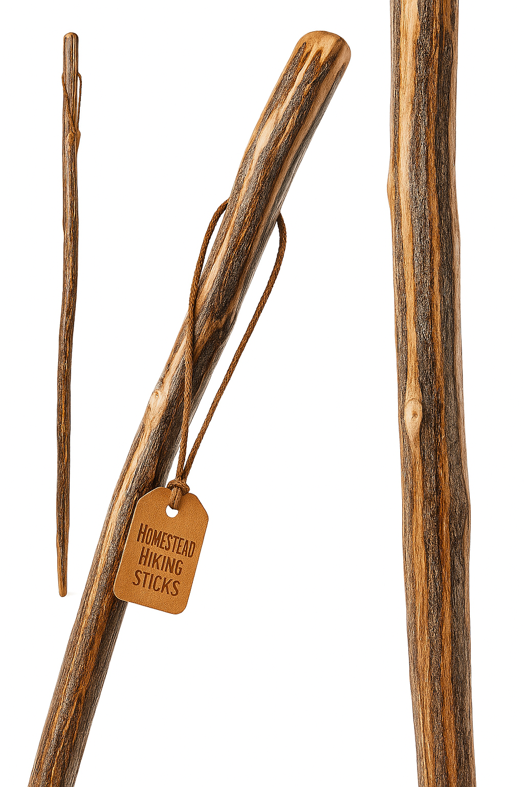 American Made Signature Ozark Hardwood Hiking Stick with leather strap, Walking Stick, Outdoors, Adventure Staff. 54" Length.