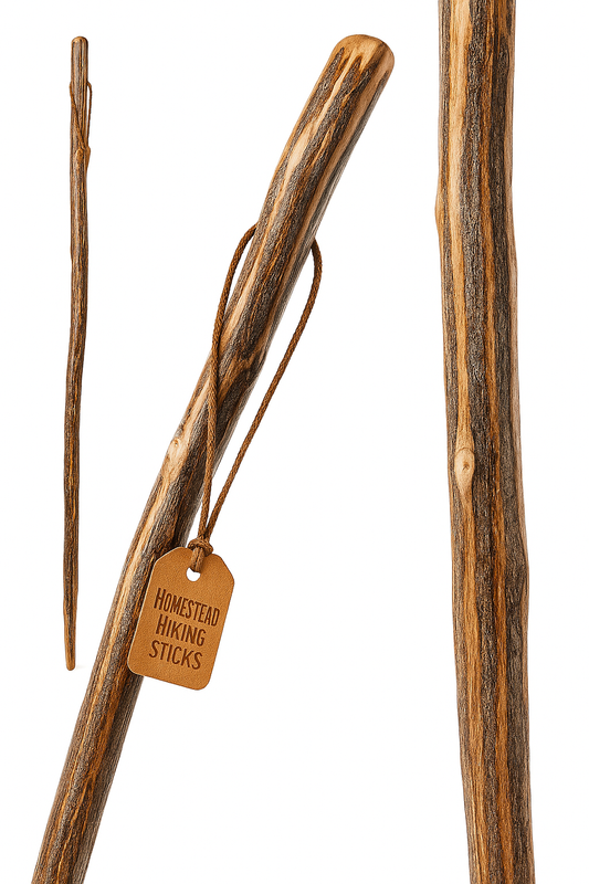 American Made Signature Ozark Hardwood Hiking Stick with leather strap, Walking Stick, Outdoors, Adventure Staff. 54" Length.