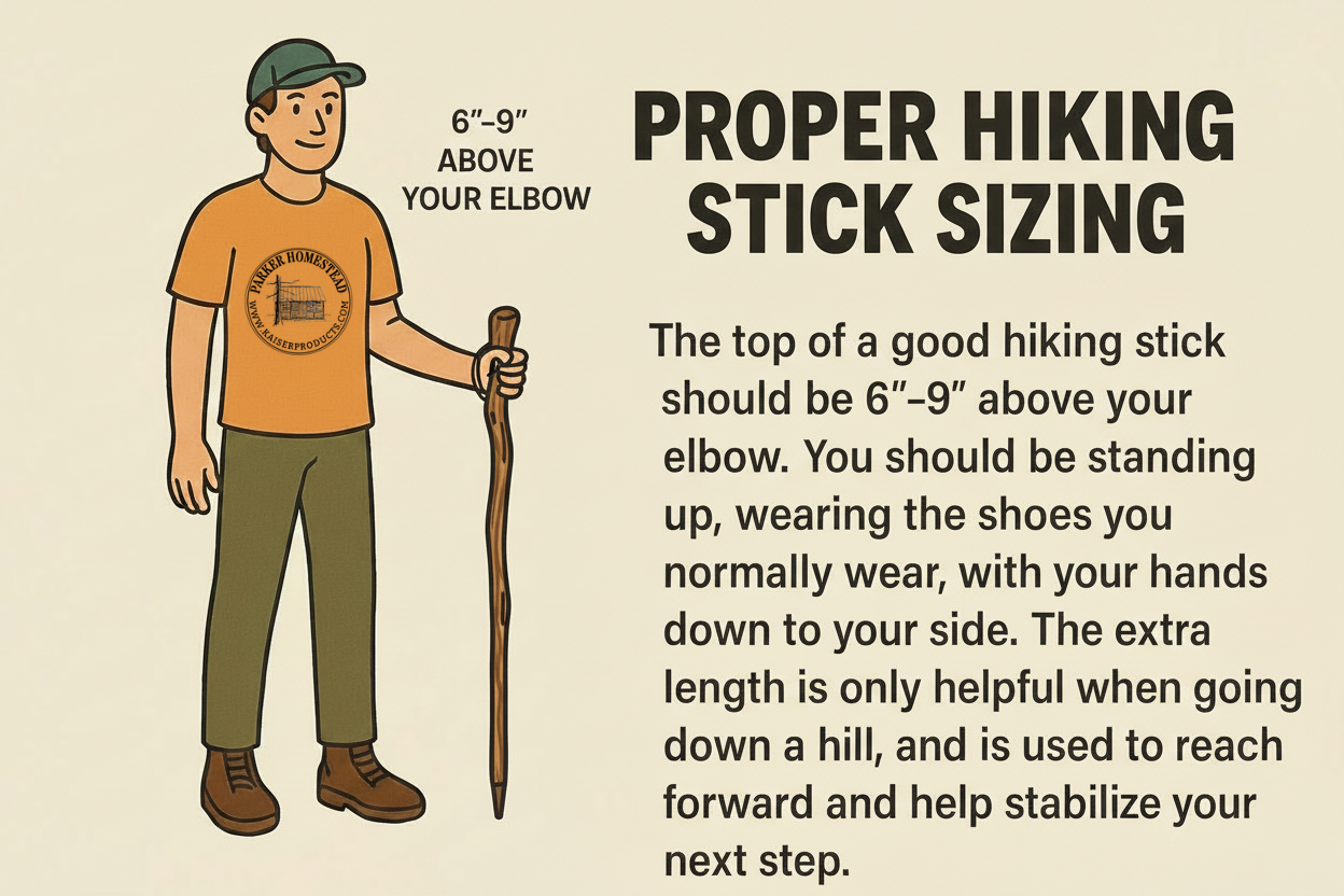 Handmade Ozark Hardwood Hiking Stick – Wooden Walking Stick (36"–72") – Heavy-Duty Trekking Staff for Hiking, Backpacking & Trail Support – Made in USA