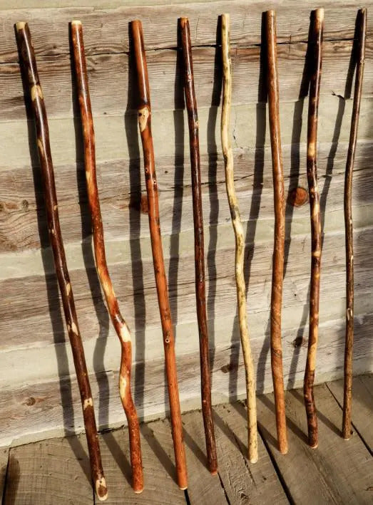 Handmade Ozark Hardwood Hiking Stick – Wooden Walking Stick (36"–72") – Heavy-Duty Trekking Staff for Hiking, Backpacking & Trail Support – Made in USA