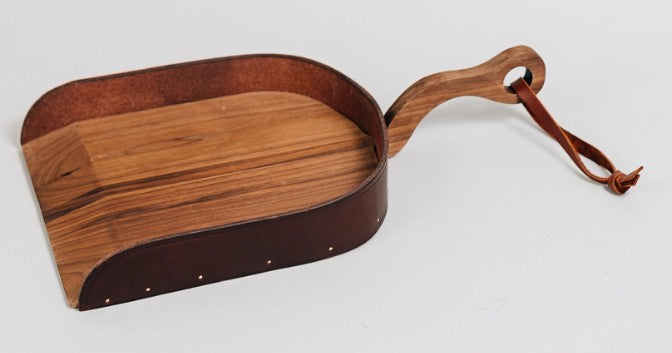 Handmade Walnut and Leather Dustpan – Amish Made Wooden Dustpan with Leather Accent for Fireplace, Hearth & Rustic Kitchen