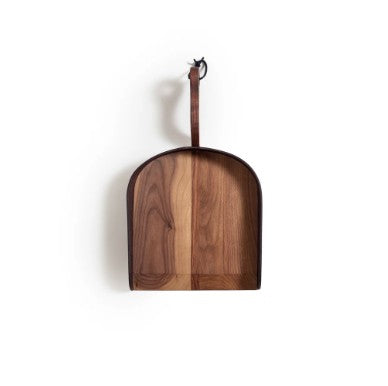 Handmade Walnut and Leather Dustpan – Amish Made Wooden Dustpan with Leather Accent for Fireplace, Hearth & Rustic Kitchen